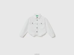 hvit Benetton barn fargerik stretchbomullsjakke 20TRB5190