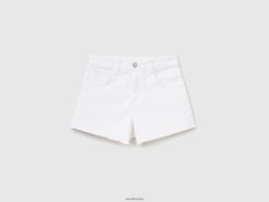 hvit Benetton barn frynsete shorts med høy midje 20TRB2678