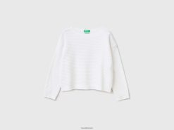 hvit Benetton barn genser i resirkulert bomullsblanding 20TRB6094