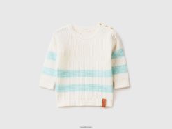 hvit Benetton barn genser i resirkulert bomullsblanding 20TRB6123