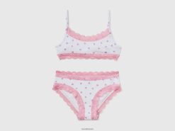 hvit Benetton barn hjerte topp og undertøy sett 20TRB2768