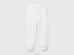 hvit Benetton barn joggebukse i økologisk bomull 20TRB2996