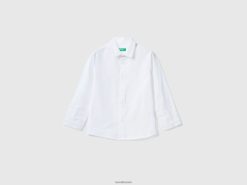 hvit Benetton barn klassisk skjorte i ren bomull 20TRB2236