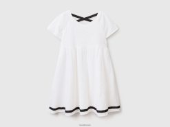 hvit Benetton barn kort kjole i stretchbomull 20TRB2562