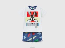 hvit Benetton barn korte looney tunes pyjamas 20TRB2034