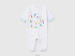 hvit Benetton barn lang genser i ren økologisk bomull 20TRB3198