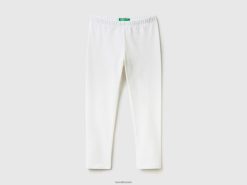 hvit Benetton barn leggings i stretch i bomull 20TRB2971