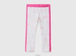 hvit Benetton barn leggings med blomstertrykk 20TRB2976