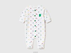 hvit Benetton barn mønstret genser i økologisk bomull 20TRB3294