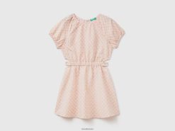 hvit Benetton barn mønstret kjole i linblanding 20TRB2563