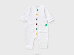 hvit Benetton barn onesie i chenille med lommer 20TRB3171