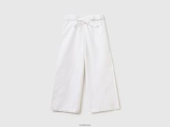 hvit Benetton barn palazzobukse i linblanding 20TRB2669