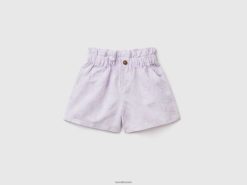 hvit Benetton barn paperbag-shorts i linblanding 20TRB2994