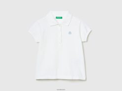 hvit Benetton barn regular fit polo i økologisk bomull 20TRB2844