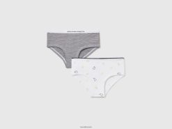 hvit Benetton barn sett med to par truser i stretchbomull 20TRB2741