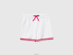 hvit Benetton barn shorts i bouclã©-garn med snøring 20TRB5477