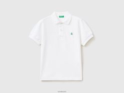 hvit Benetton barn slim fit polo i 100 % økologisk bomull 20TRB4913