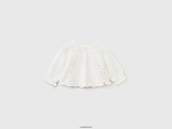 hvit Benetton barn strikket cardigan med lurex 20TRB6119