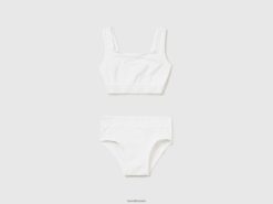 hvit Benetton barn super stretch dress i økologisk bomull 20TRB2784