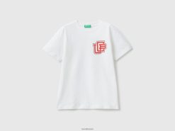 hvit Benetton barn T-skjorte i 100 % økologisk bomull 20TRB1756