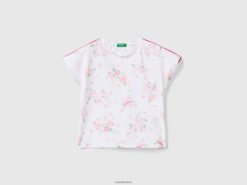 hvit Benetton barn t-skjorte med blomstertrykk 20TRB5594