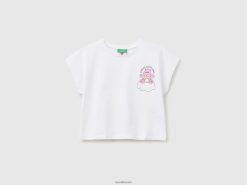 hvit Benetton barn t-skjorte med omsorgsbjørnetrykk 20TRB2471