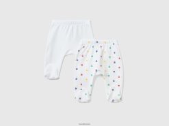 hvit Benetton barn to par stigbøyler i økologisk bomull 20TRB3275