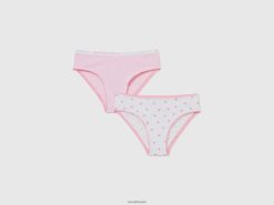 hvit Benetton barn to par undertøy i stretchbomull 20TRB5512