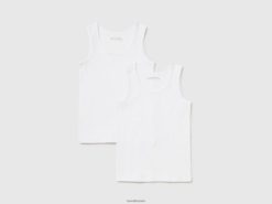 hvit Benetton barn to tanktops i stretch økologisk bomull 20TRB2404