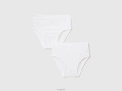 hvit Benetton barn to undertøy i stretch økologisk bomull 20TRB5529