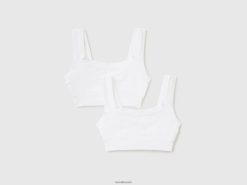 hvit Benetton barn topp i super stretch økologisk bomull 20TRB2794