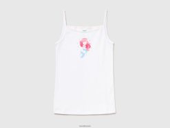 hvit Benetton barn undertøys-topp med trykk 20TRB2738