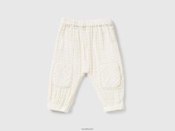 hvit Benetton barn vichy bukser i ren bomull 20TRB3235