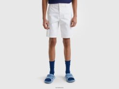 hvit Benetton kvinner chino bermudaer i stretchbomull 20TRB4661