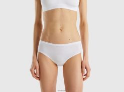 hvit Benetton kvinner høykostet undertøy i stretch økologisk bomull 20TRB1099