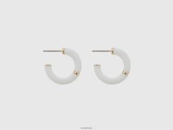 hvit Benetton kvinner hvite c hoop øredobber 20TRB712