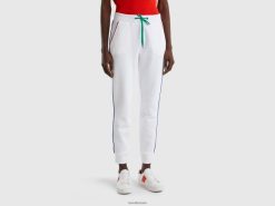 hvit Benetton kvinner joggebukse med snøring 20TRB4124