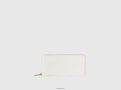 hvit Benetton kvinner stor lommebok med glidelås 20TRB811