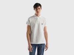 hvit Benetton menn hvit slim fit polo 20TRB1415