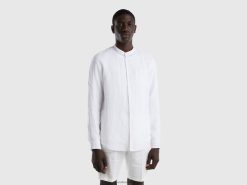 hvit Benetton menn linkort med mandarinkrage 20TRB4561