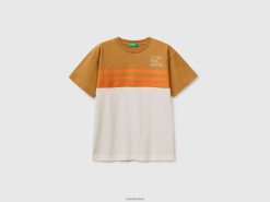 kamel Benetton barn color block t-skjorte med trykk 20TRB1794