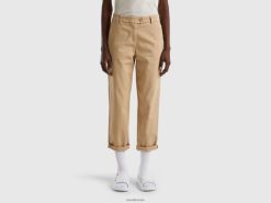 kamel Benetton kvinner chinobukser i stretch i bomull 20TRB4040