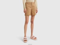 kamel Benetton kvinner stretch bomull bermudaer 20TRB634