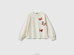 kremhvit Benetton barn genser med vendbare paljetter 20TRB5347