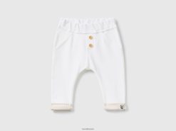 kremhvit Benetton barn joggebukse med mansjetter 20TRB3230