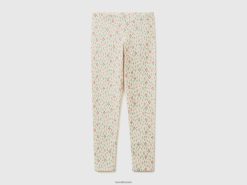 kremhvit Benetton barn leggings med mønstret trykk 20TRB2588
