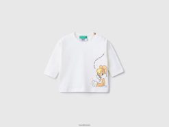 kremhvit Benetton barn Looney tunes t-skjorte i 100 % bomull 20TRB5831