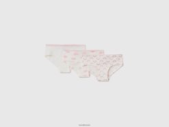 kremhvit Benetton barn sett med tre par undertøy i stretchbomull 20TRB2733