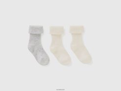 kremhvit Benetton barn sokker sett med krøll 20TRB3309