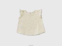 kremhvit Benetton barn t-skjorte med geometrisk mønster 20TRB3120